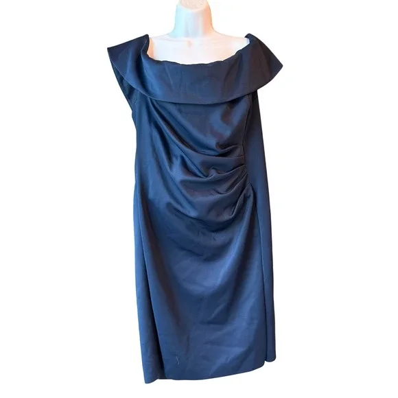 Xscape | Dresses | X By Xscape Navy Blue Cocktail Party Evening Dress  Ruched Plus Size 2w New | Poshmark